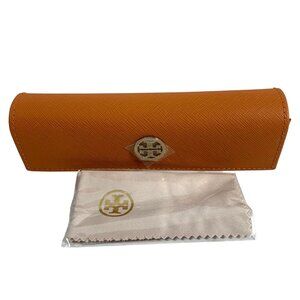 Tory Burch Eyeglasses Case Orange Soft Shell Slim Case + Cleaning Cloth NWOT